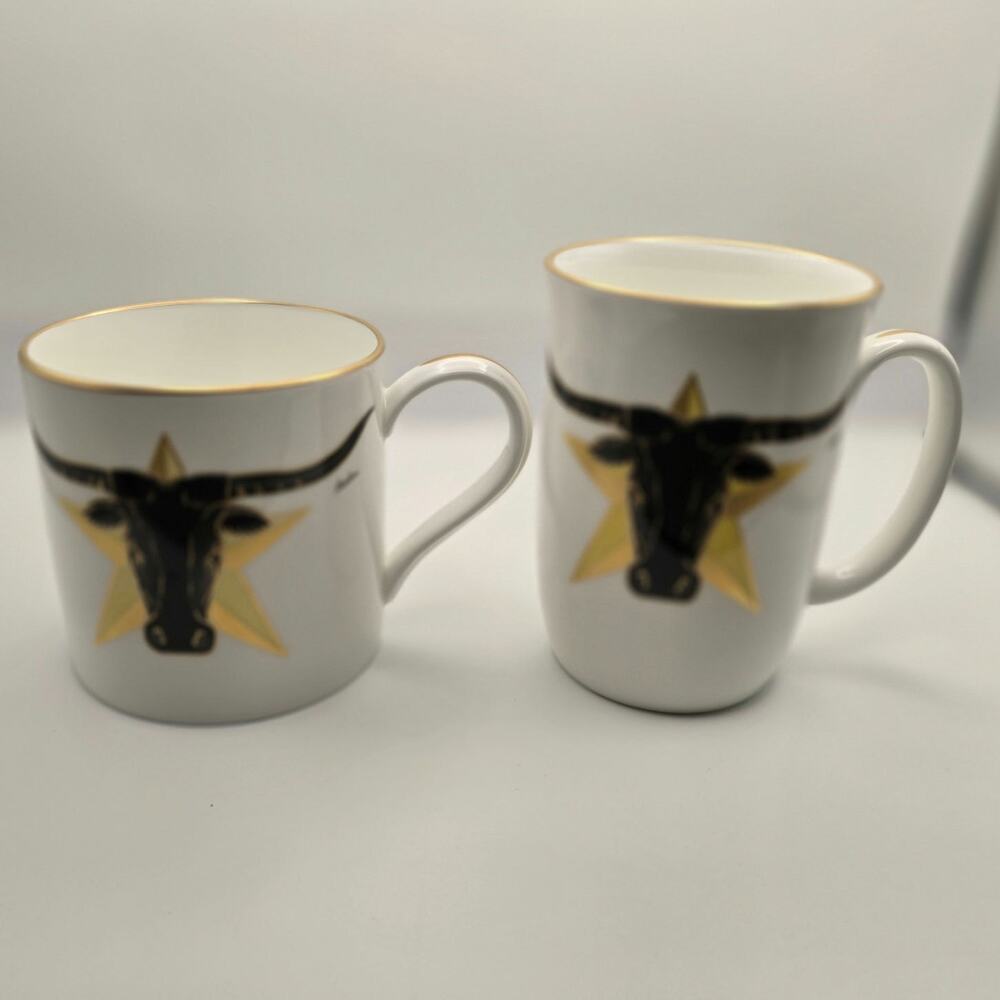 Vintage 1986 Boehm Porcelain Lot of 2 Coffee Cups Texas 150 year Anniversary